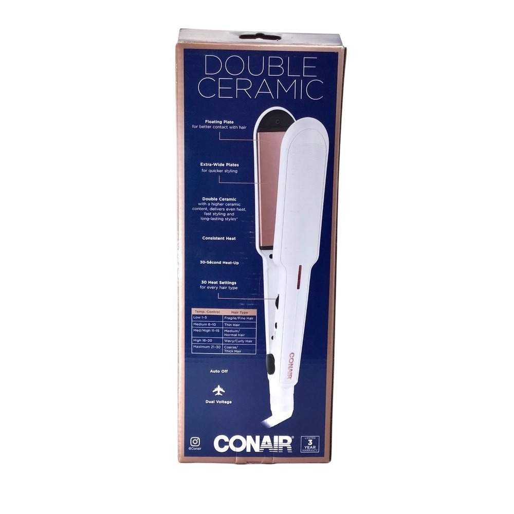 Conair Double Ceramic 1‎ 1/2 Inch Flat Iron Hair Straightener Extra Wide Plates - Picture 5 of 11